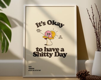 It's Okay Retro Quote Digital Prints Wall Art, Digital Prints Download, Digital Download Wall Print, Retro Wall Decor, Printable Art