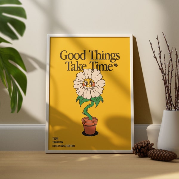 Good Things Retro Quote  Wall Print, Quote Wall Art, Digital Print Download, Digital Download Wall Print,Retro Wall Decor,Printable Wall Art