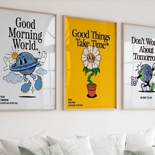 Bedroom Wall Decor Green Retro Poster Retro Quote Print Etsy