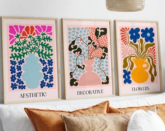 Set Of 3 Flower Market Poster, Matisse Print, Henri Matisse Print Wall Art, Digital Download Wall Print, Flower Market Printable Art