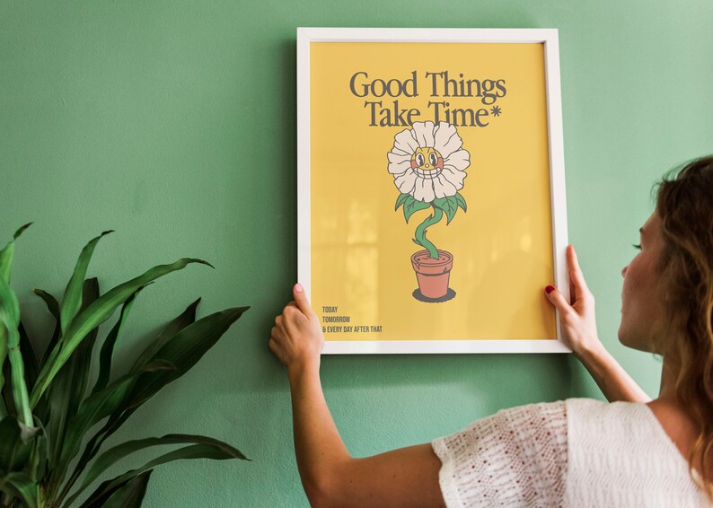 Good Things Retro Quote Wall Print, Quote Wall Art, Digital Print Download, Digital Download Wall Print,Retro Wall Decor,Printable Wall Art image 3