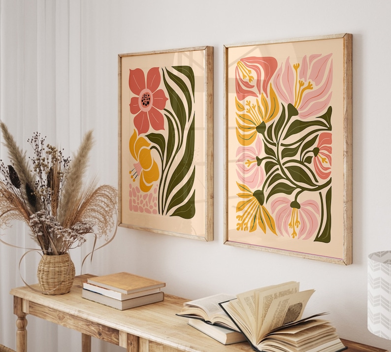 Set of 2 Print, Print Wall Art, Flower Print Set, Flower Market Set, Digital Printable Wall Art, Poster Print, Poster Set, Matisse Print image 1