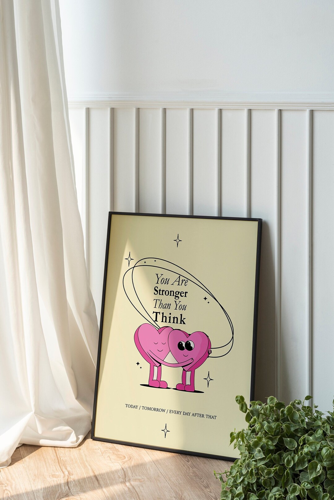 Stronger Retro Quote Wall Print, Quote Wall Art, Digital Print Download ...