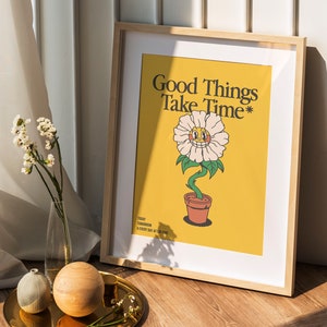 Good Things Retro Quote Wall Print, Quote Wall Art, Digital Print Download, Digital Download Wall Print,Retro Wall Decor,Printable Wall Art image 2