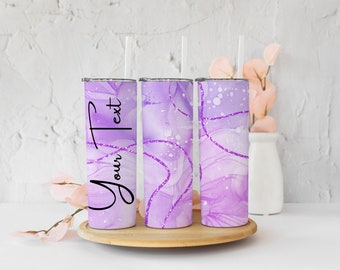 Add Your Own Text.Name Purple Marble Glitter Sublimation Tumbler Designs - 20oz Skinny Tumbler Templates - PNG