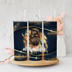 mom life tumbler png. mom life Sublimation Tumbler Designs - 20oz Skinny Tumbler Templates - PNG. black and gold png