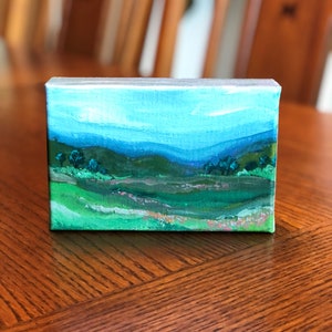 Flower Meadows Original Painting | Washington State Landscape | Miniature Canvas Painting | Small Works | Mountain, Tree Line and Flower Art