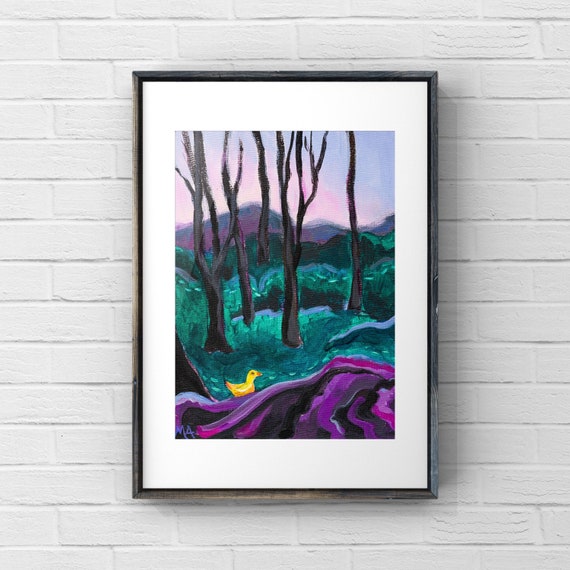 Little Bird Giclee Print: Whimsical Duck Art for Nursery
