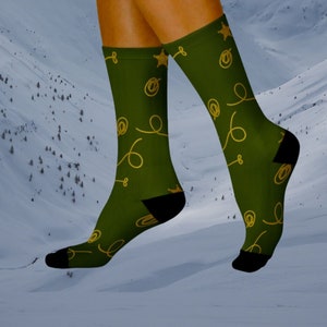 Green western socks, cowboy socks, cowboy gift, socks, birthday Cushioned Crew Socks