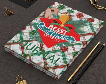 Diario navideño para profesores: cuaderno de tapa dura a cuadros