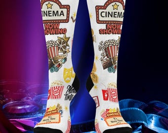 Movie Themed Socks - Perfect Movie-Themed gift, Movie Night Accessories, Gift for Film Lovers, Theater Fan Merchandise, Holidays, Bff gift