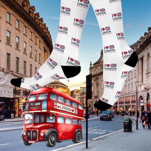 I Love London Cushioned Crew Socks | Cute Travel Socks, Gift for London Lovers, Comfortable Everyday Wear, Fun Souvenir Socks