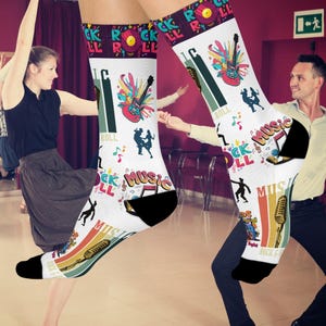 Calcetines acolchados de rock and roll para amantes de la música, perfectos para regalos, festivales, uso diario y eventos musicales.