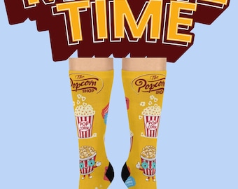 Popcorn Socks - Perfect Popcorn Lovers gift, Movie Night Socks, Gift for Cinema Fans, Unique gift, Birthday, Holiday, BFF gift