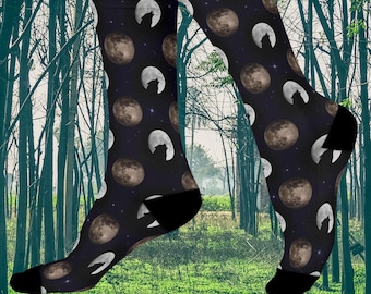Chaussettes ras du cou Wolf Moon - Mélange de polyester rembourré, vêtements pour les amoureux de la faune