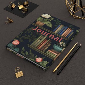 Dziennik w twardej oprawie Floral Library - Elegancki notatnik do pisania, prezent dla miłośników książek, dziennik dla pisarzy, dziennik czytelniczy, inspirujący prezent