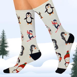 Penguin socks, Penguin gift, Friends gift, Christmas gift, birthday Cushioned Crew Socks
