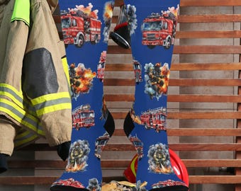 Fire Fighter Themed Socks - Perfect Fire Fighter gift, Fun Gift for Firemen, Firefighter Dad, Heroic Sock Collection, Birthday, unique gift