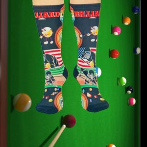 Billiard-Themed Cushioned Crew Socks | Fun Gift for Pool Lovers, Sports Socks, Unique Socks for Men & Women, Comfortable Socks for Players