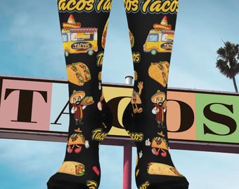 Funny Taco Socks - Perfect Taco gift , Fun Foodie Gift, Festival Wear, Socks for Taco Tuesday, Unique Birthday gift, Unique gift idea