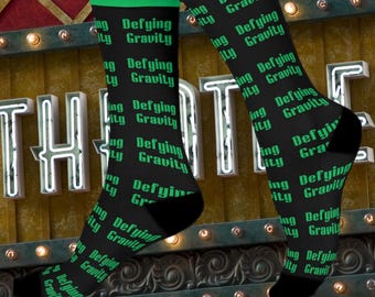Wicked Defying Gravity socks, Musical gift, Friends gift, holiday gift, birthday Cushioned Crew Socks