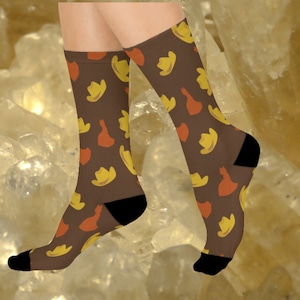 Cowboy hat socks, cowboy gift, friend gift, birthday gift, man Cushioned Crew Socks