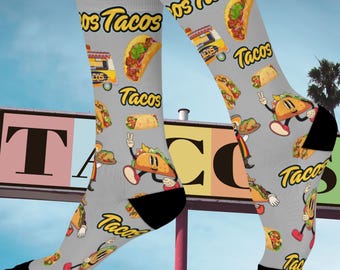 Funny Taco Socks - Perfect Taco gift , Fun Foodie Gift, Festival Wear, Socks for Taco Tuesday, Unique Birthday gift, Unique gift idea