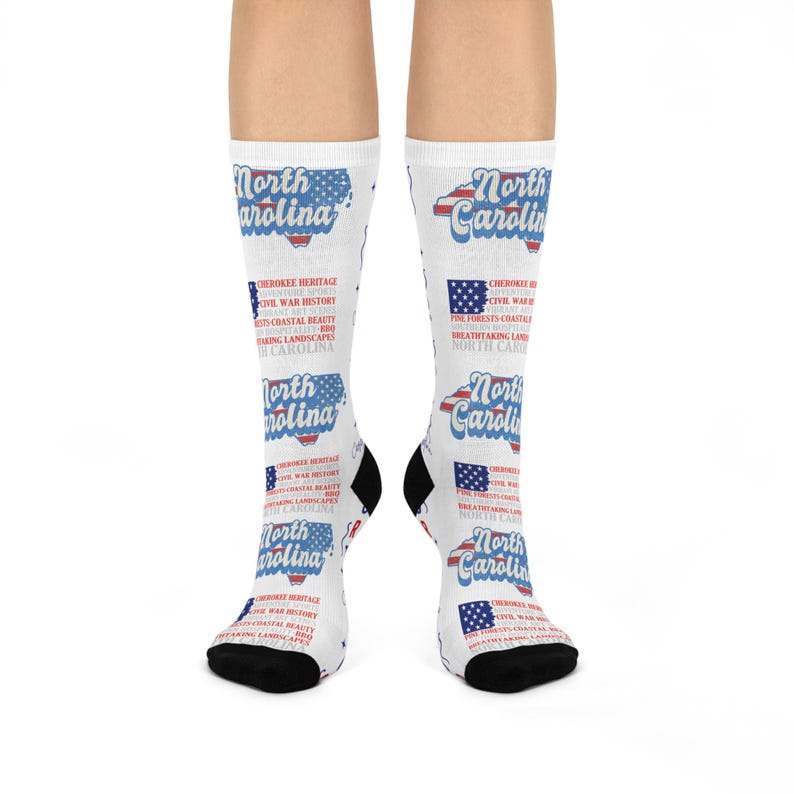North Carolina Socks - Perfect gift for North CarolinaL, NC Souvenir gift, NC Fashion, Unique State Pride gift, , Holiday, BFF gift image 2