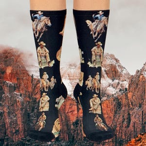 Life of a Cowboy Socks,  Cowboy socks, Cowboy gift, gift, birthday Cushioned Crew Socks