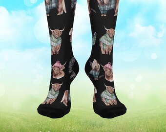Cute Animal Tartan Socks - Perfect gift for Tartan Admirers, Scottish Plaid Accessories, Cute Kawaii gift, Birthday, Holiday, BFF
