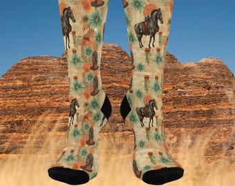 Equestrian Socks - Perfect Equestrian gift, Horse gift, Western gift, Cowgirl gift,  Cowboy gift, Birthday,  Holiday, BFF gift