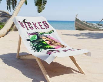 Wicked Beach Towel - Vibrant Green Towel for Summer Fun, Poolside Relaxation, Gift for Her, Wicked Themed Beach Accessory, Beach Lover&#39;s