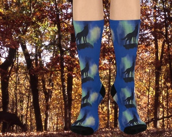 Chaussettes ras du cou à imprimé loup - Design animal coussiné unisexe