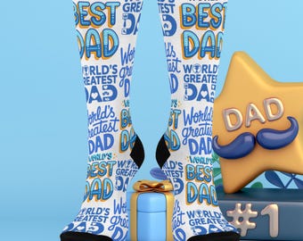 Die weltbesten Dad-Crew-Socken - Perfektes Vatergeschenk, Vatertagsgeschenk, Geburtstag, gepolstertes Vatertagsgeschenk, Urlaub, BFF Geschenk
