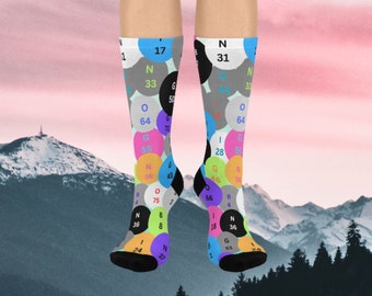 Lucky bingo socks, bingo gift, Friends gift, mom gift, bingo buddy gift, sister gift, birthday gift, Valentine&#39;s Cushioned Crew Socks