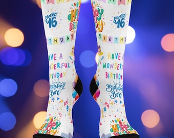 Calcetines para niño de 16 años: regalo perfecto para 16 años, calcetines para adolescentes, cumpleaños, accesorios de fiesta, ropa de celebración, regalo para mejores amigos.