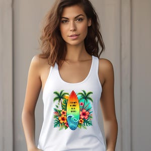 Racerback Tank Top Surfbrett Strand Surf Sonne Sand Unisex Jersey, ärmelloses Shirt, Urlaubsbekleidung, Bademode, Küstenkleidung