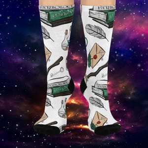 Wizard School-Themed Crew Socks for Animal Lovers, Wizard, Perfect Gifts for Birthdays, Holidays, Cozy Nights, Home Comfort