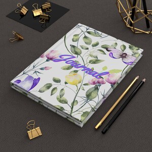 Floral Hardcover Journal Matte, Flower Pattern Notebook for Writing, Bullet Journaling, Diary, Gifts for Women, Stationery Supplies