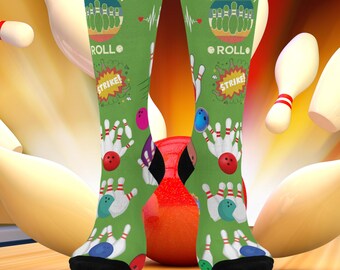 Chaussettes de bowling - Cadeau parfait pour les fans de bowling, cadeau amusant pour les quilleurs, chaussettes de sport colorées, cadeau unique, vacances, cadeau BFF