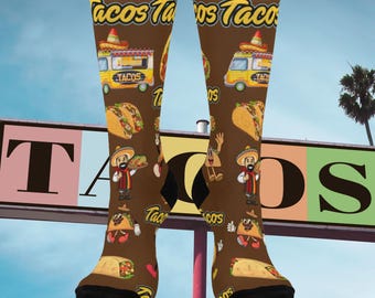 Cute Taco Socks - Perfect Taco gift, Fun Foodie Gift, Festival Wear,  Socks for Taco Tuesday, Unique Birthday Present, Unique Taco gift idea