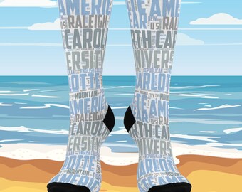 North Carolina Socks - North Carolina gifts, Birthday present, Unique souvenir Gift, Holiday, Friends gift, State socks, Carolina gift
