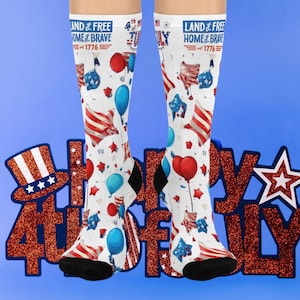 Patriotic Cushioned Crew Socks | Fun July 4th Socks for Independence Day, Comfortable Holiday Footwear, Gift for Celebrations, Festive [...]