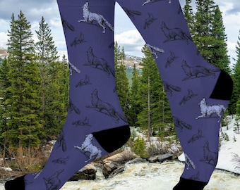 Chaussettes de loup - Cadeau parfait pour les amoureux des loups, cadeau d'un ami loup, chaussettes de loup uniques, cadeau de la faune, cadeau d'anniversaire, vacances, idée cadeau BFF