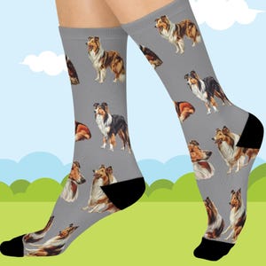 Adorable Collie Dog Lover Crew Socks, Perfect Gift for Pet Owners, Cozy Socks for Animal Lovers, Cute Canine Fashion, Fun Dog Print Socks