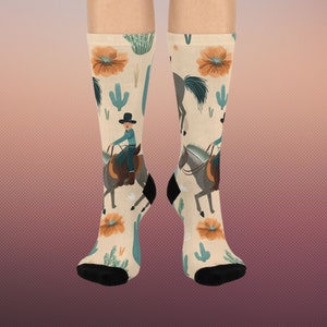Western cowboy socks, Western gift, cowboy gift,  cowboy present, birthday gift, Friends Cushioned Crew Socks