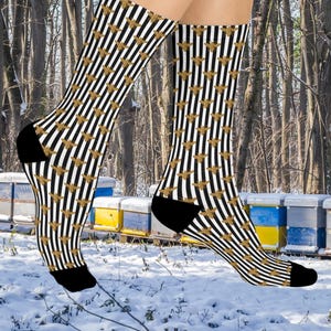 Fall accessories, Bee Patterned Crew Socks: Fun Fashion Accessories, Cozy Footwear