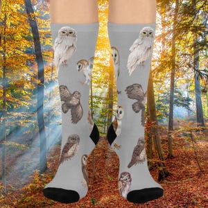 Owl socks, Snowman gift, Friends gift, Christmas gift, birthday Cushioned Crew Socks