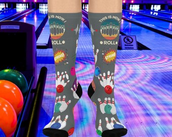 Chaussettes de bowling - Cadeau parfait pour les fans de bowling, cadeau amusant pour les quilleurs, chaussettes de sport colorées, cadeau unique, vacances, cadeau BFF