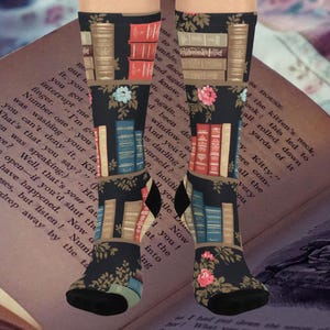 Read My Socks, Book Lover&#39;s Delight socks, Book Lover gift,  Cozy Socks Covered in Books, Cushioned Crew Socks